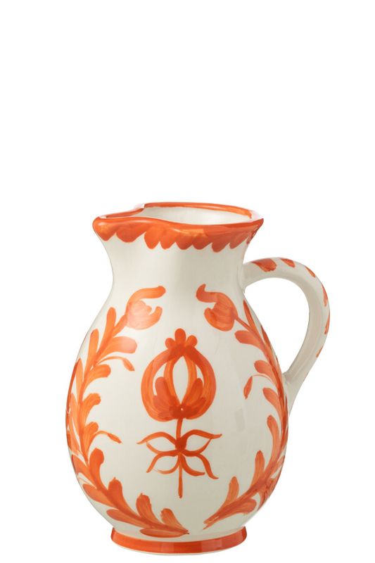 Pitcher Granada Ceramic White/Orange Medium H 21 x B 17 x L 17 cm  (52090)