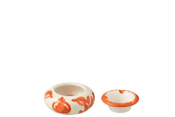 Ashtray Granada Ceramic White/Orange Small H 5 x B 11 x L 11 cm  (52092)