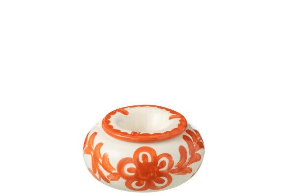 Ashtray Granada Ceramic White/Orange Large H 7 x B 14 x L 14 cm (52093)
