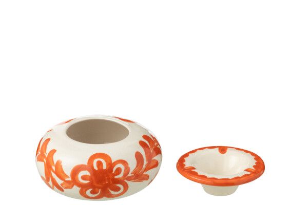 Ashtray Granada Ceramic White/Orange Large H 7 x B 14 x L 14 cm (52093)
