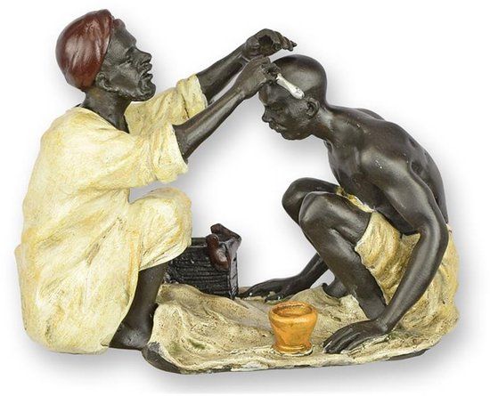 'Arabische barbier - Bronzen beeld  8,3 cm hoog' (LZ-15)