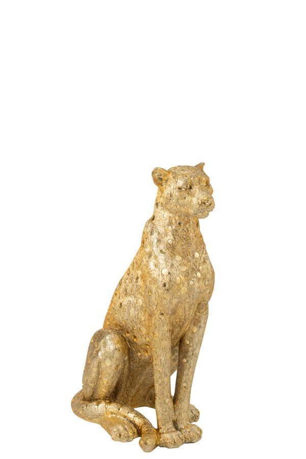 Luipaard Staand Polyresin Goudkleurig Medium H 60,5 x B 25 x L 39 cm (55318)
