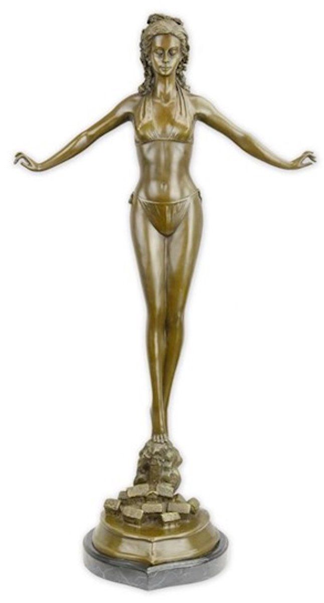 Beeld - vrouw in bikini - decoratief - brons - 70,5 cm hoog (BR-163)