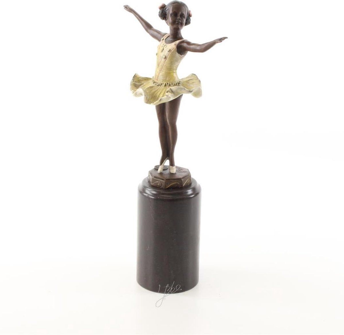 Beeld brons - Balletdanseresje - handbeschilderd - 31,8 cm hoog (DSBG-28)
