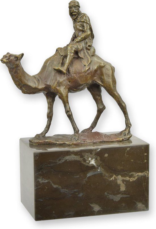 Beeld brons - kameel met rijder - Sculptuur - 21,5 cm hoog (yy-62)
