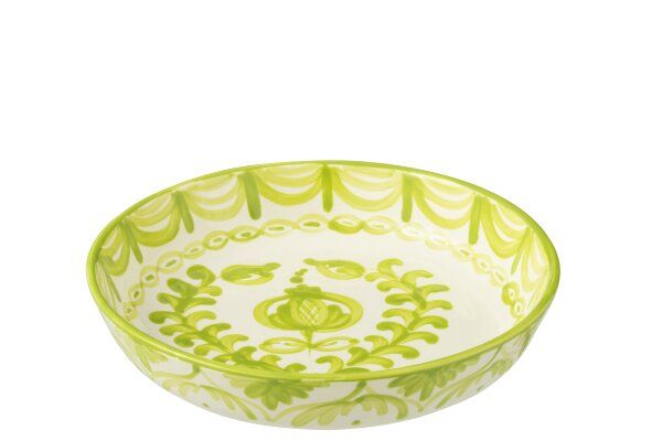 Bowl Granada Low Ceramic White/Green Large (52097) H 6 x B 25 x L 25 cm set van 4