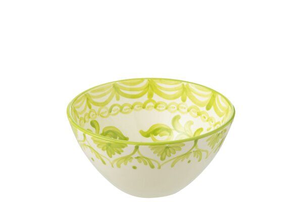 Bowl Granada High Ceramic White/Green Medium (52099) H 10 x B 22 x L 22 cm set van 4 stuks