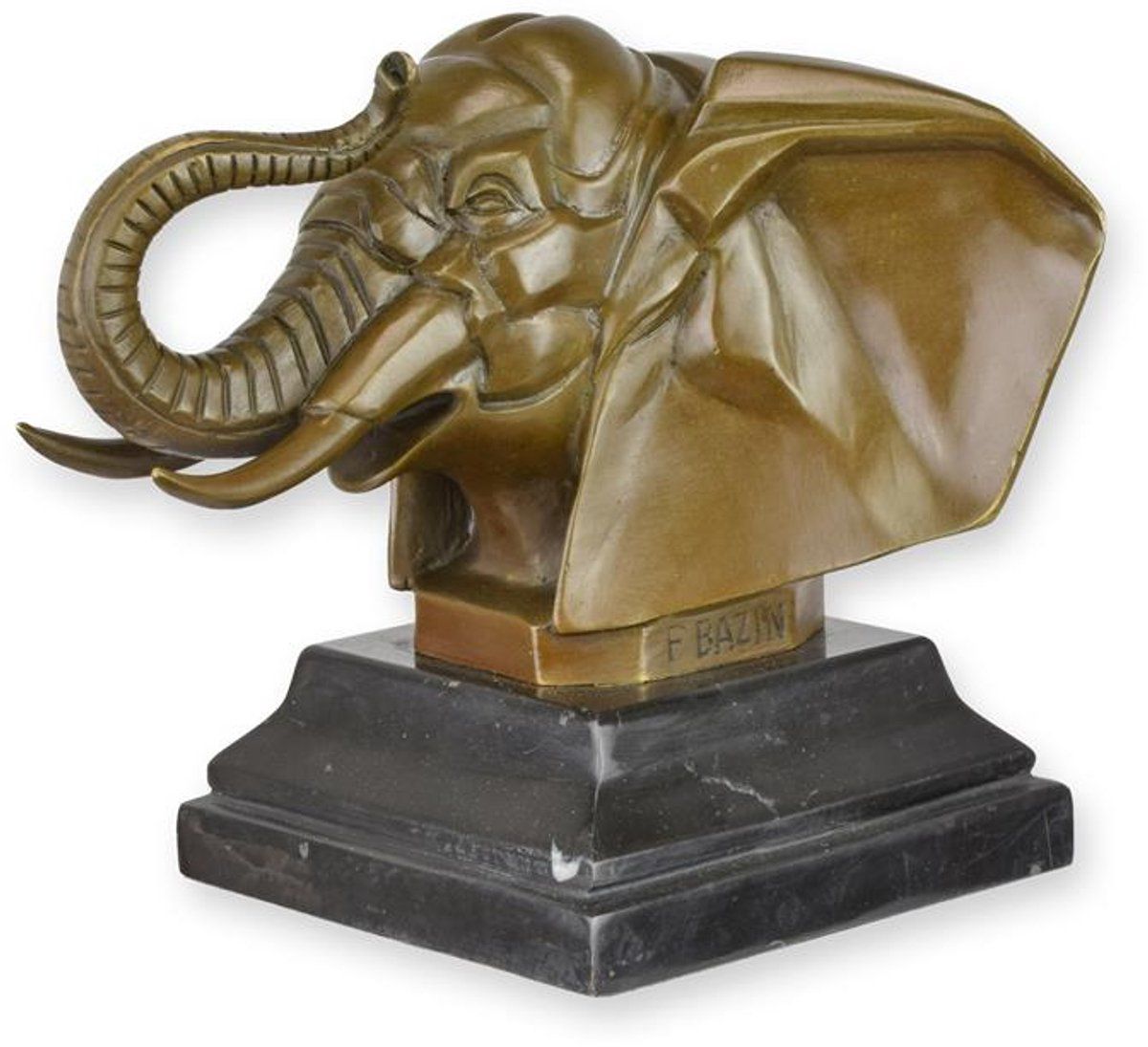 EEN BRONZEN BEELD VAN EEN OLIFANTENKOP (BJ-80)