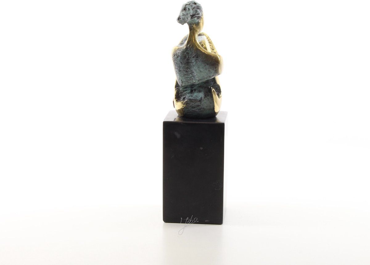 Naakte Vrouw "Modern" - Bronzen Beeld - Moderne Kunst - brons beeldje - Kunstwerk Sculptuur - Marmer Sokkel - Woondecoratie - 29x8x32