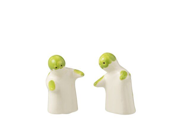 Salt&amp;Pepper Granada Ceramic White/Green H 8 x B 4,5 x L 7 cm (52103)