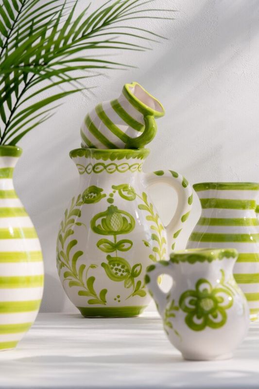 Pitcher Granada Ceramic White/Green Small H 13 x B 12 x L 12 cm (52106)