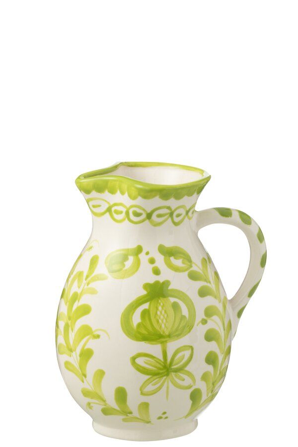 Pitcher Granada Ceramic White/Green Medium H 21 x B 17 x L 17 cm  (52107)