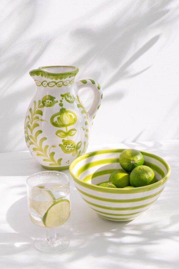 Pitcher Granada Ceramic White/Green Large  H 6 x B 20 x L 20 cm (52108)