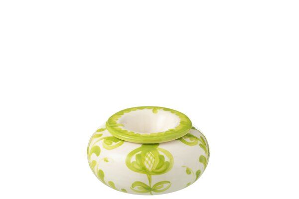 Ashtray Granada Ceramic White/Green Large H 7 x B 14 x L 14 cm  (52110)
