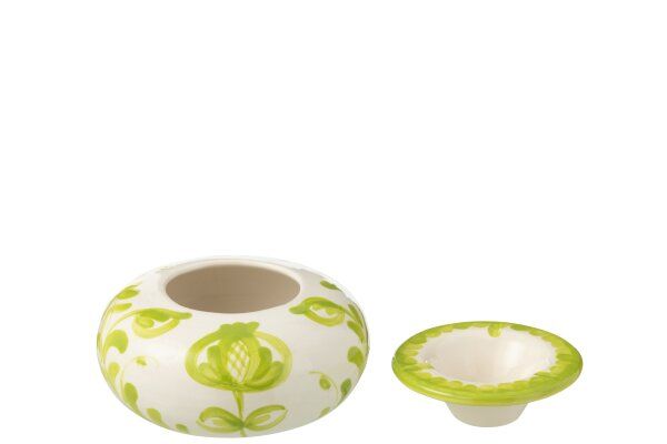 Ashtray Granada Ceramic White/Green Large H 7 x B 14 x L 14 cm  (52110)