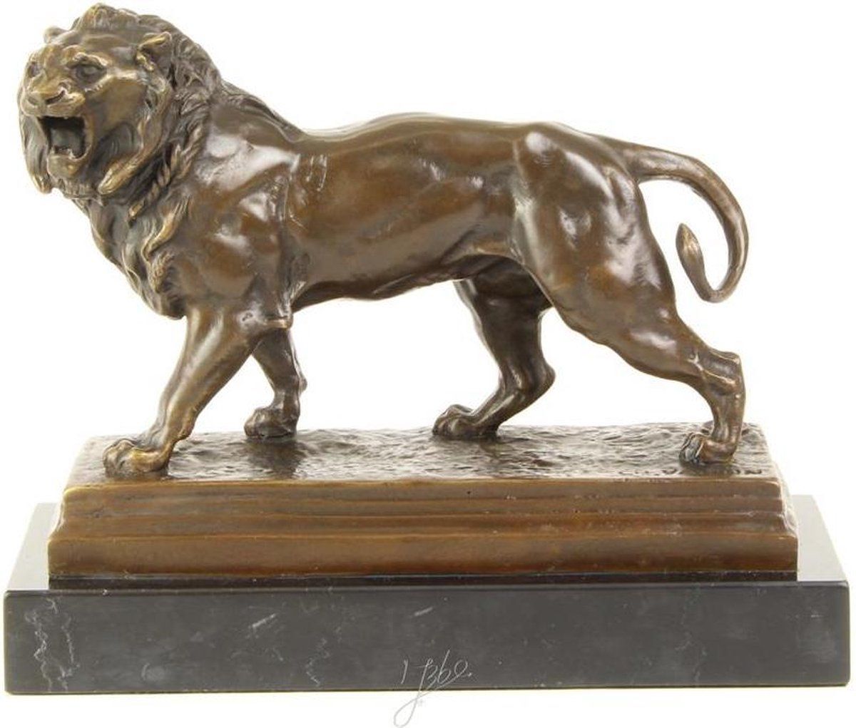 Brullende leeuw - Bronzen beeldje - Sculptuur - 20,6 cm hoog (DSBR-206)