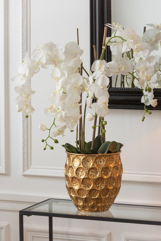 Orchidee In Aarde Plastiek Wit/Groen Extra Large H 104 x b 53 x L 60 cm (12489)