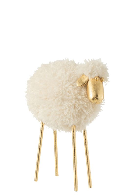 Schaap Metaal/Poly Wit/Goud Medium H 33 x B 14 x L 25 cm (35049)