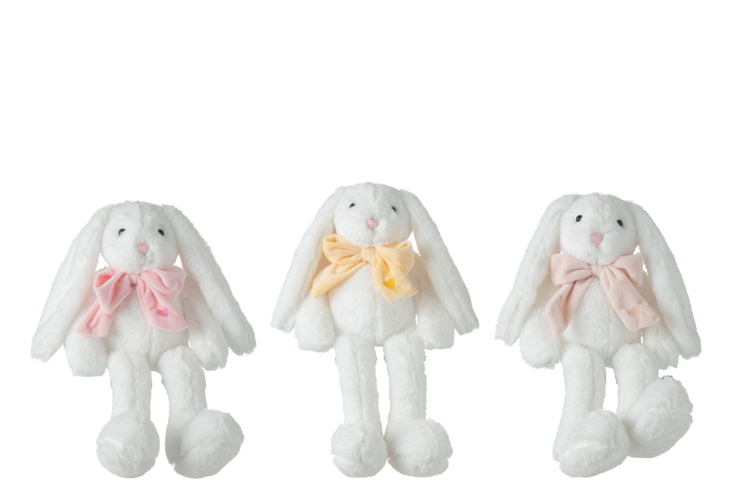 Konijn Pluche Met Strik Polyester Wit Assortiment Van 3 H 28 x B 11 x L  40 cm  (33098)