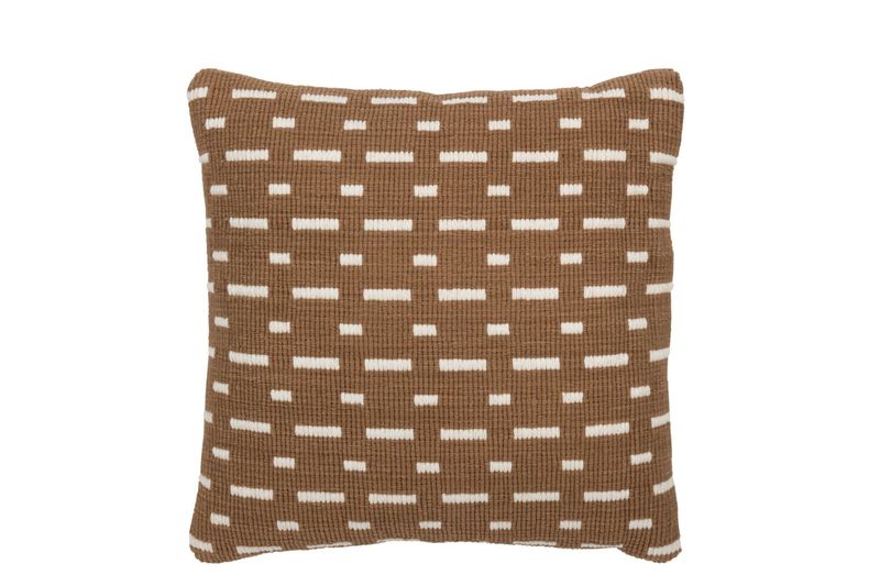Kussen Lijnen Outdoor Polyester Bruin/Wit (41735) H 12 x B 45 x L 45 cm