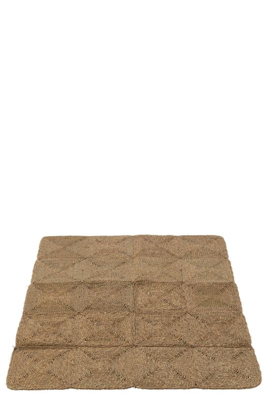 Tapijt Vierkanten Geweven Touw Plastiek Naturel (41512) H 1,5 x B 122 x L 153 cm