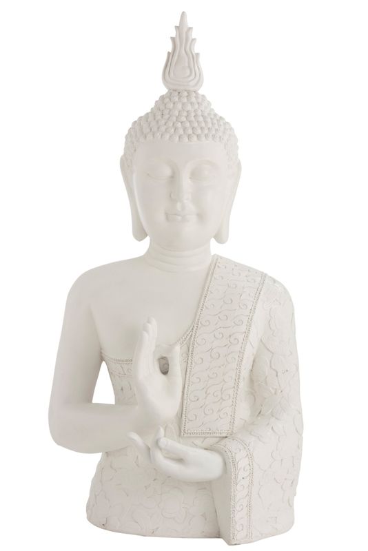 Boeddha Zen Poly Wit H 124 x B 42 x L 62 cm  (94246)
