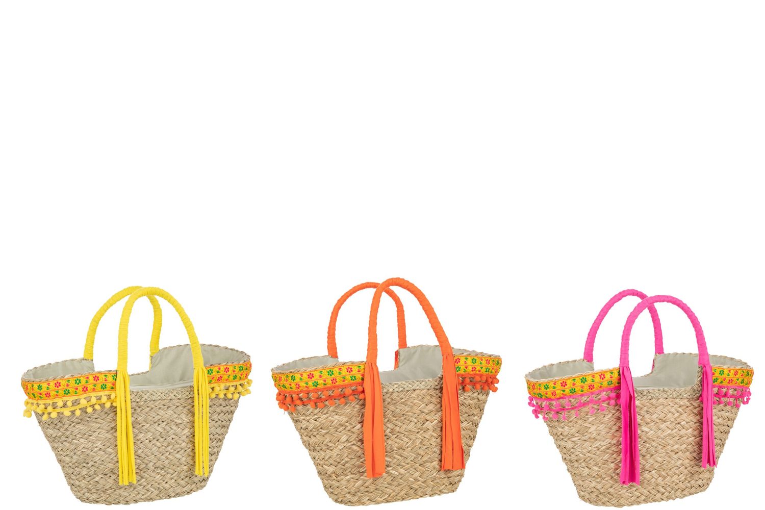 Strandtas Bloemen+Lang Franjes Zeegras Mix Assortiment Van 3 H 30 x B 1-9 x L 58 cm (41783)