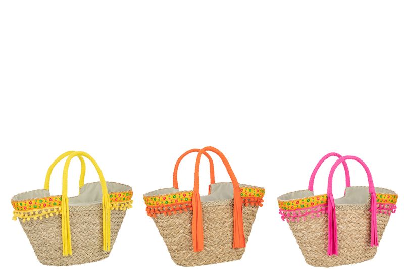 Strandtas Bloemen+Lang Franjes Zeegras Mix Assortiment Van 3 H 30 x B 1-9 x L 58 cm (41783)