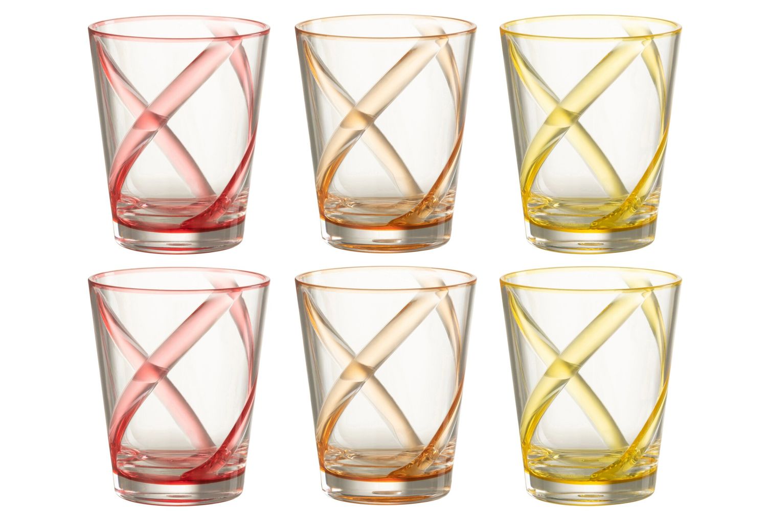 Doos Van 6 Stuks Drinkglas Lijnen Plastic Mix H 12 x B 19,5 cm (43942)