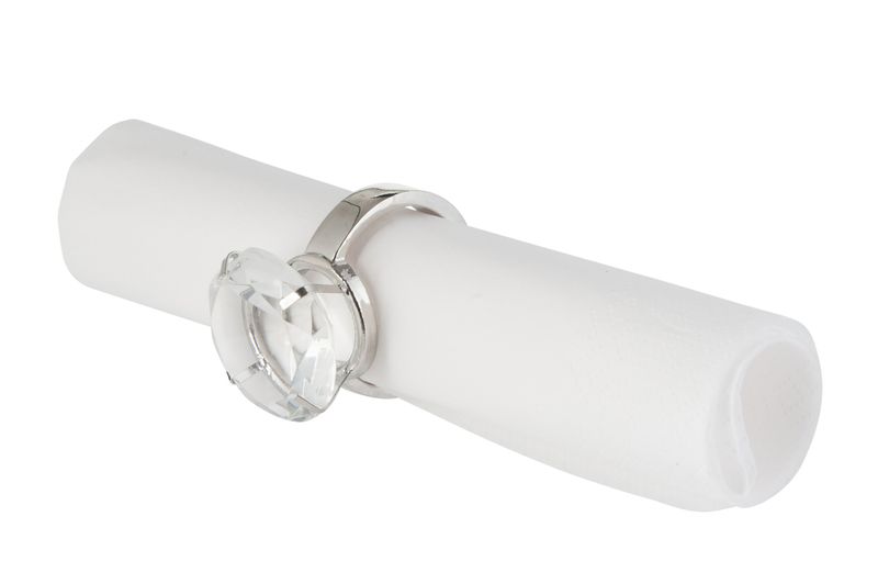 Servetring Trouwring Trans/Zilver H 6,5 B 4,5 x L 5 cm  (57986) set van 4 stuks
