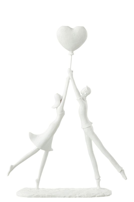 Koppel Staand Hart Ballon Poly Wit H 36 x B 6 x L 26 cm  (32431)