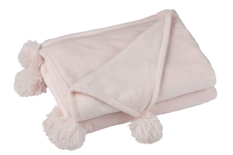Plaid Pompom Polyester Lichtroze H 1 x B 130   x L 160 cm (77492)