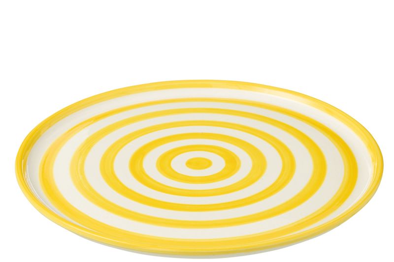PLATE GRANADA STRIPES CERAMIC WHITE/YELLOW
