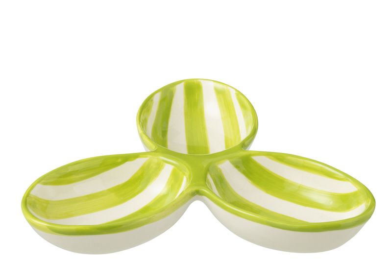 APERO DISH GRANADA STRIPES CLOVER CERAMIC WHITE GREEN