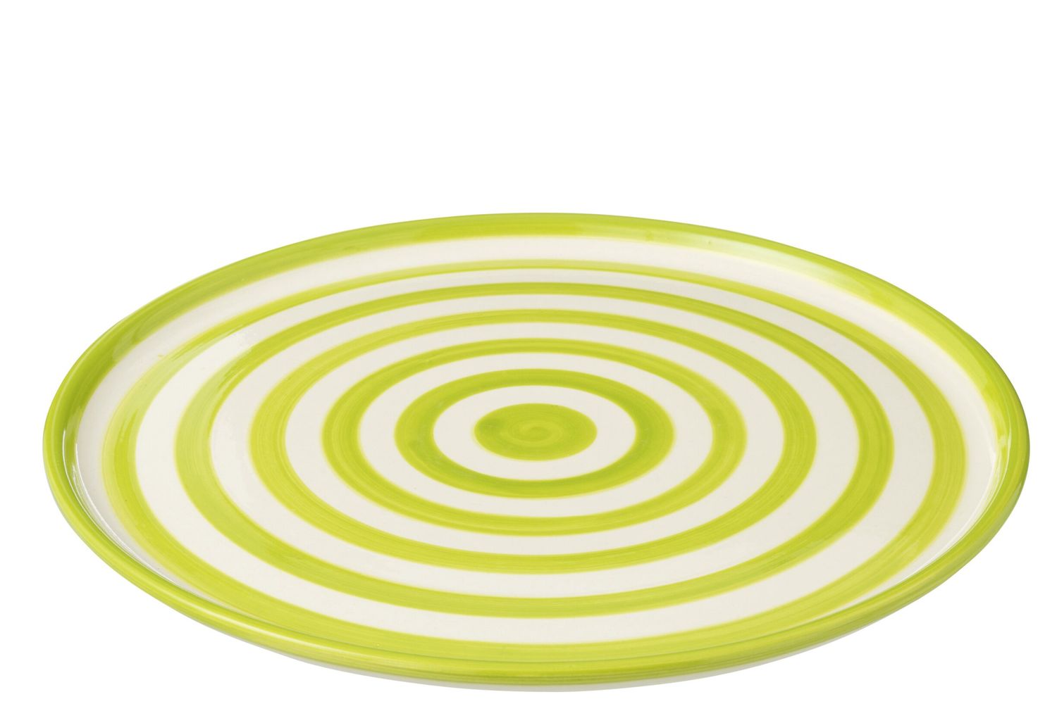 PLATE GRANADA STRIPES CERAMIC WHITE/GREEN