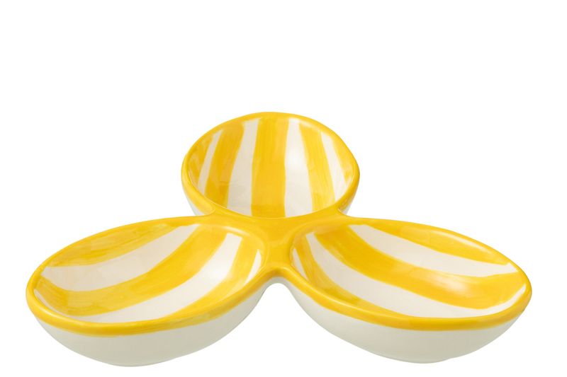 APERO DISH GRANADA STRIPES CLOVER CERAMIC WHITE YELLOW