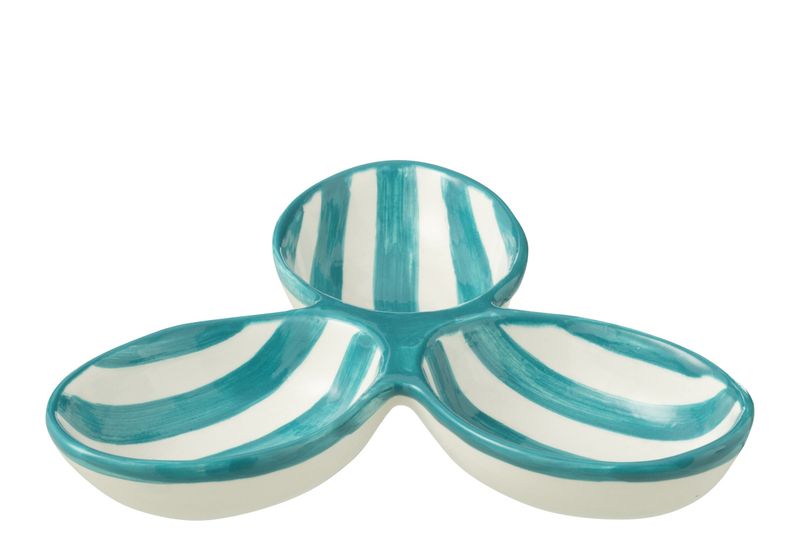 APERO DISH GRANADA STRIPES CLOVER CERAMIC WHITE AQUA