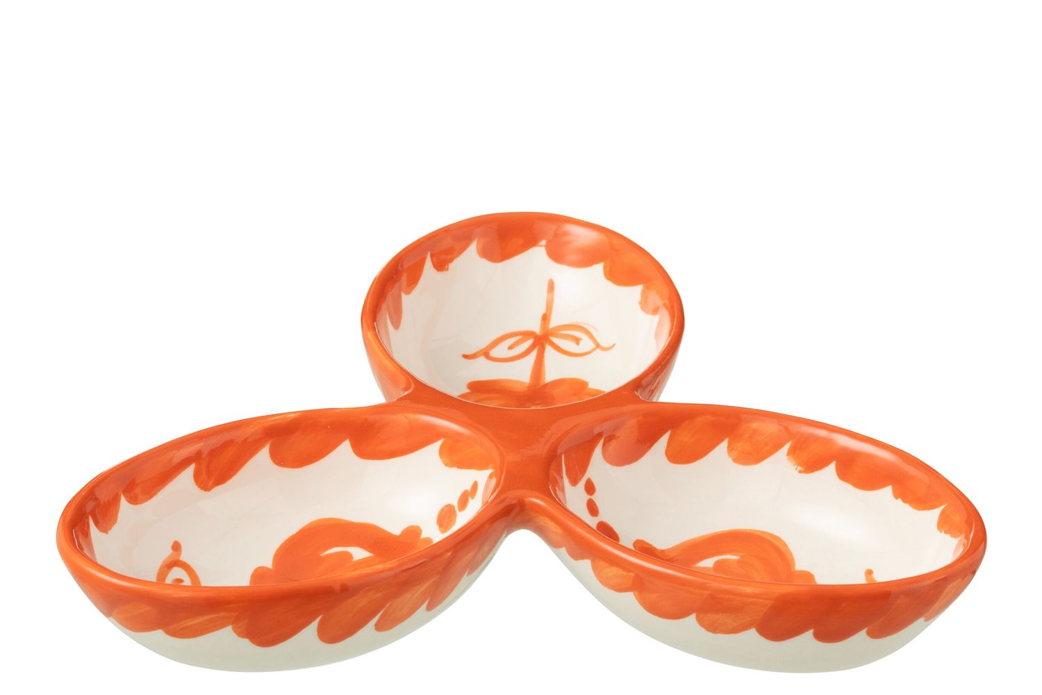 APERO DISH GRANADA CLOVER CERAMIC WHITE ORANGE