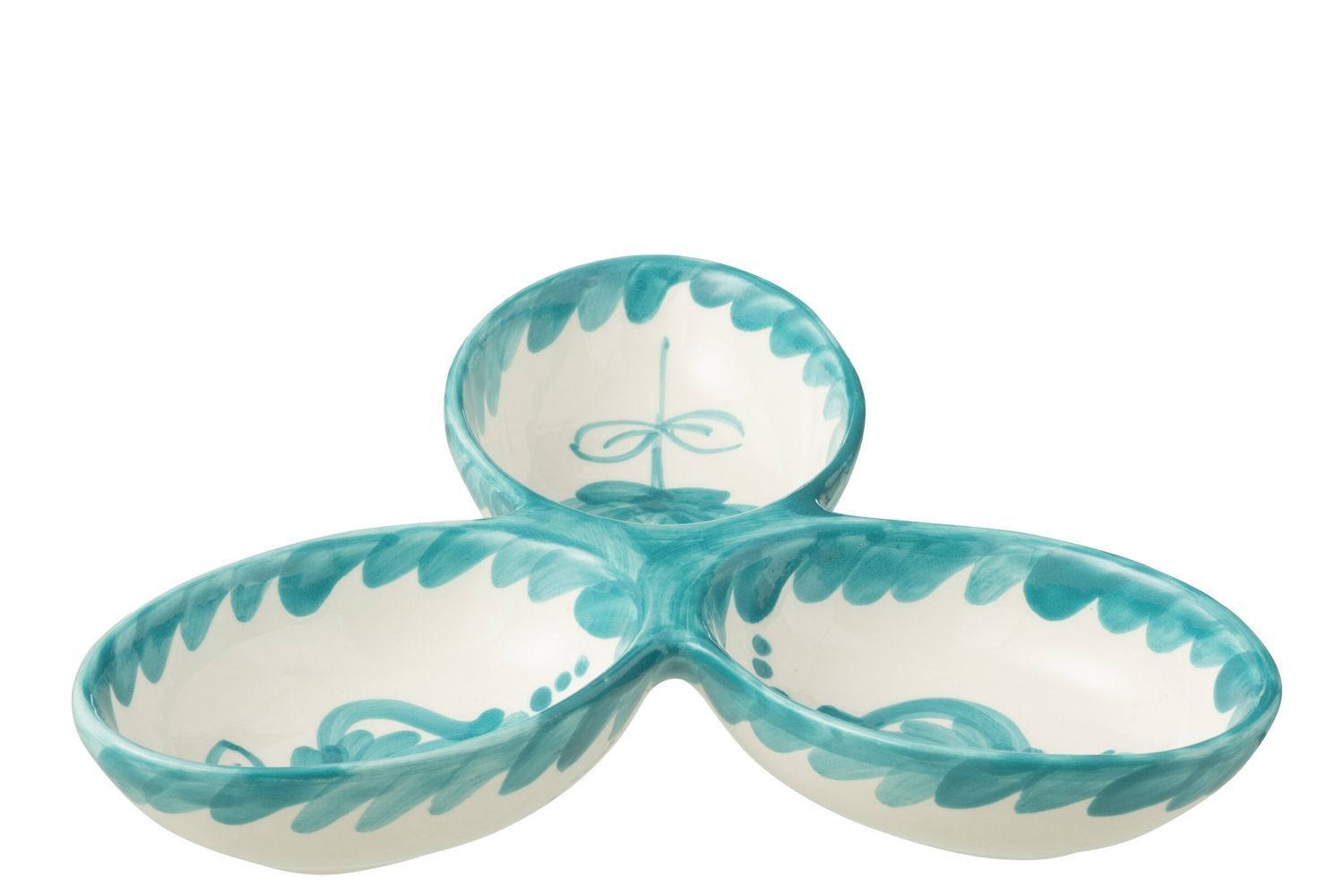 APERO DISH GRANADA CLOVER CERAMIC WHITE AQUA
