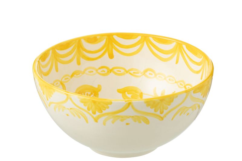 BOWL GRANADA HIGH CERAMIC WHITE/YELLOW LARGE