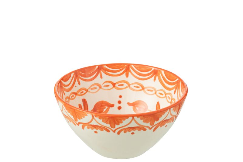 BOWL GRANADA HIGH CERAMIC WHITE/ORANGE MEDIUM