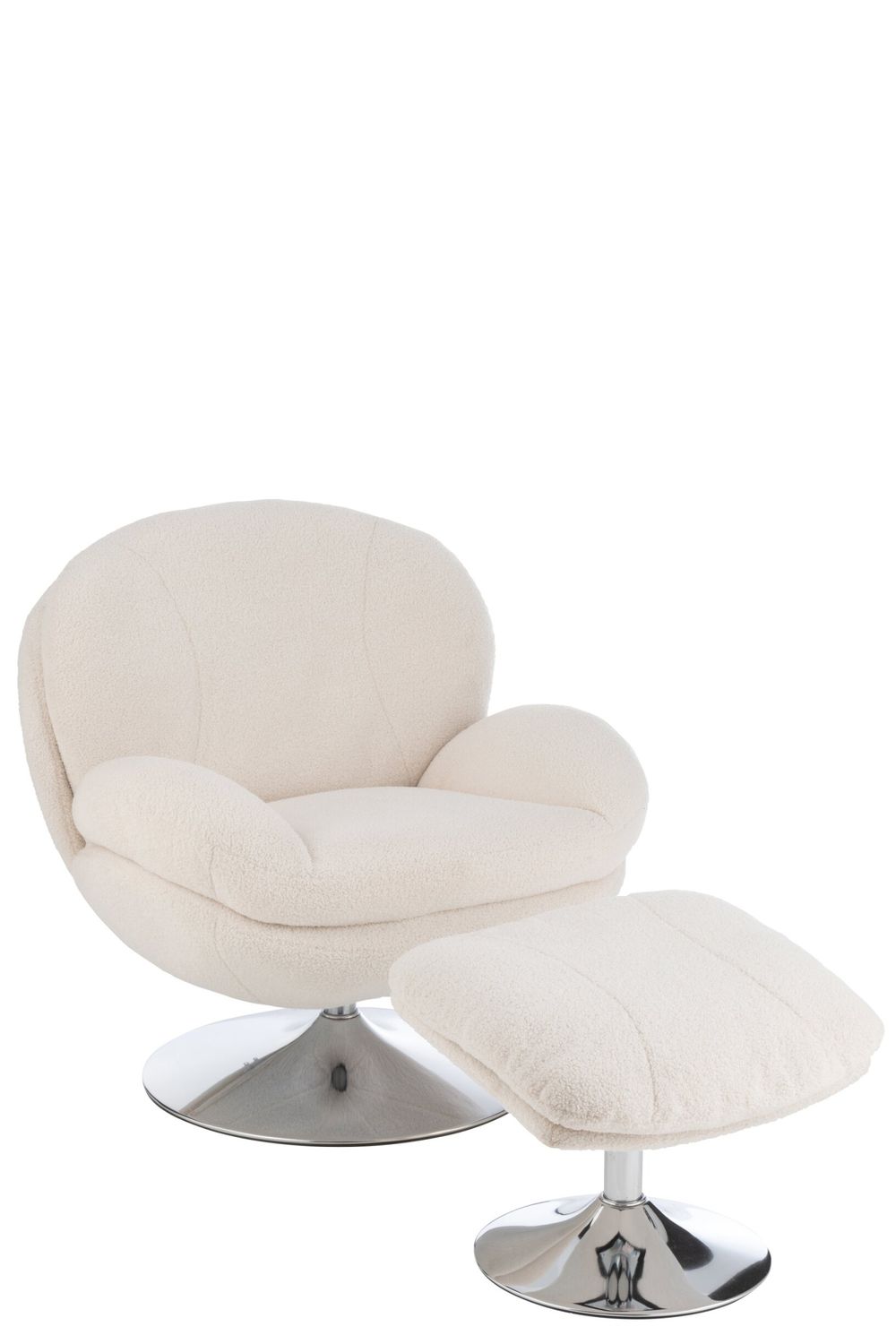 RELAX ZETEL+ VOETBANK METAAL/MULTIPLEX CREME/ZILVER