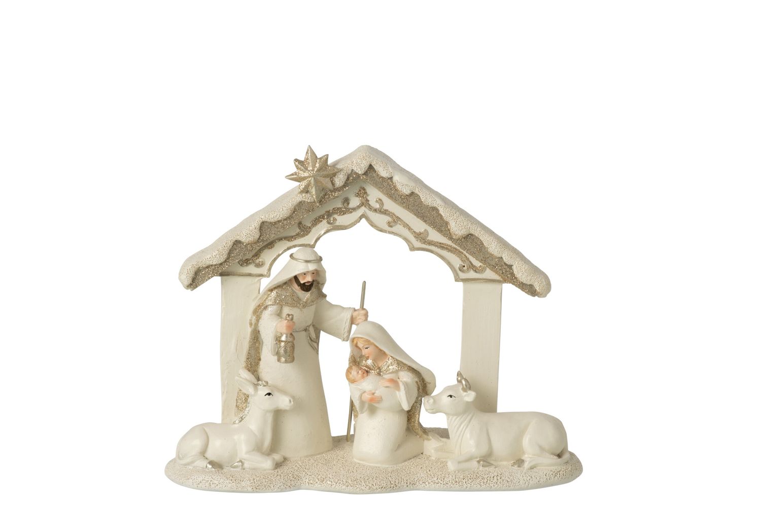 KERSTSTAL STEEN LICHTBEIGE/GOUD SMALL