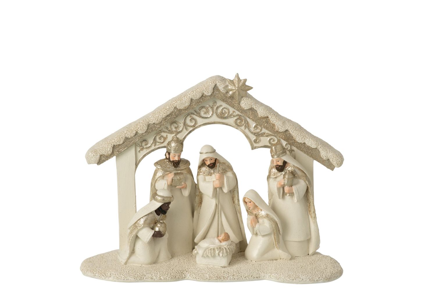 KERSTSTAL STEEN LICHTBEIGE/GOUD LARGE