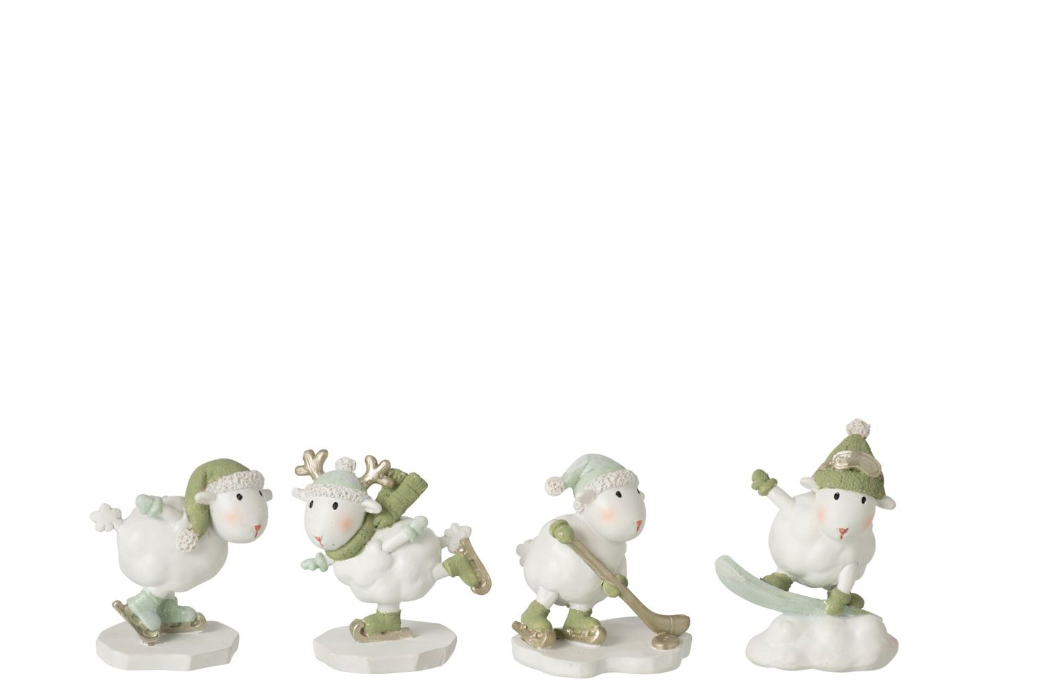 SCHAAP SKATEN STEEN WIT/GROEN ASSORTIMENT VAN 4