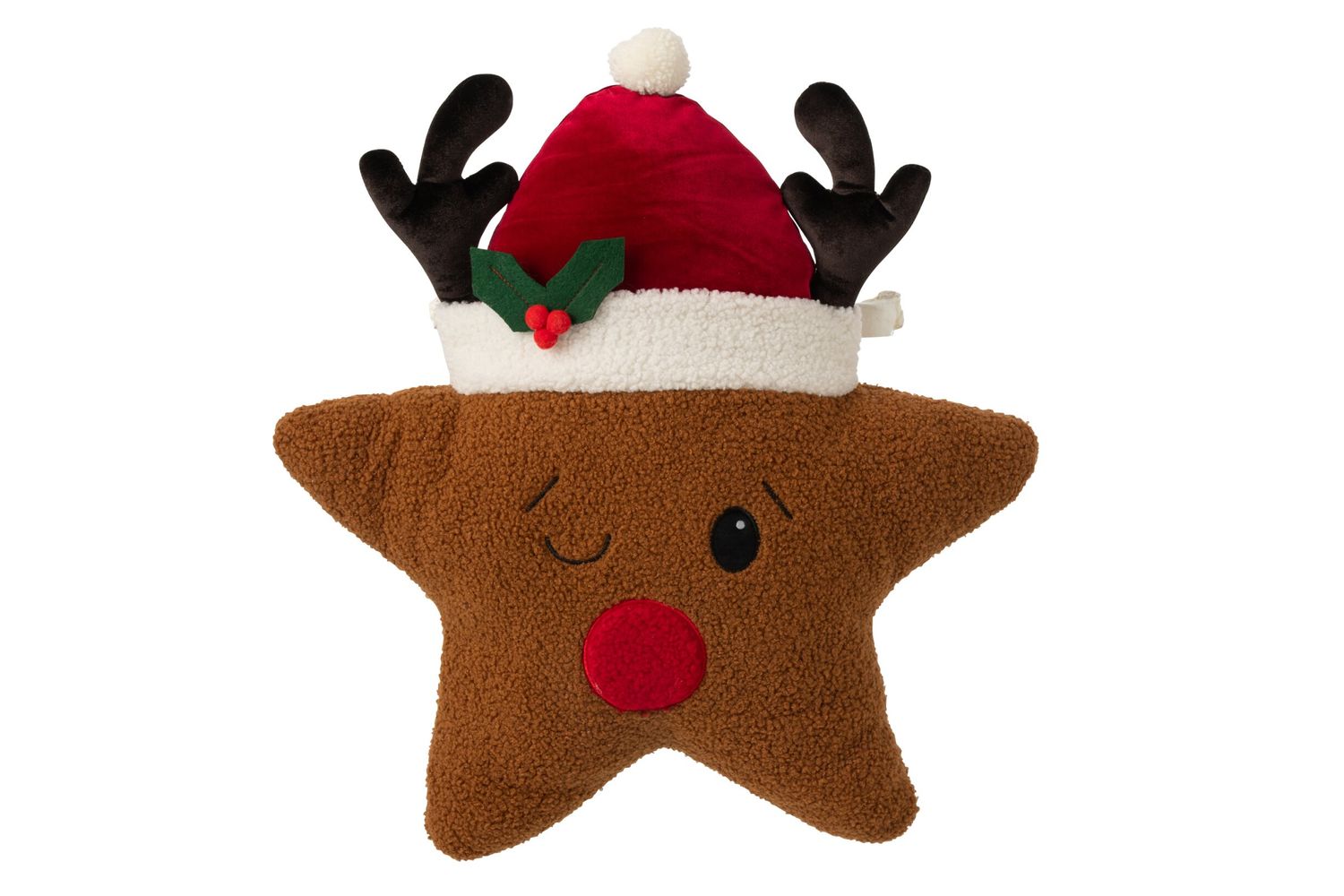 KUSSEN KERSTSTER POLYESTER KERSTROOD/BRUIN