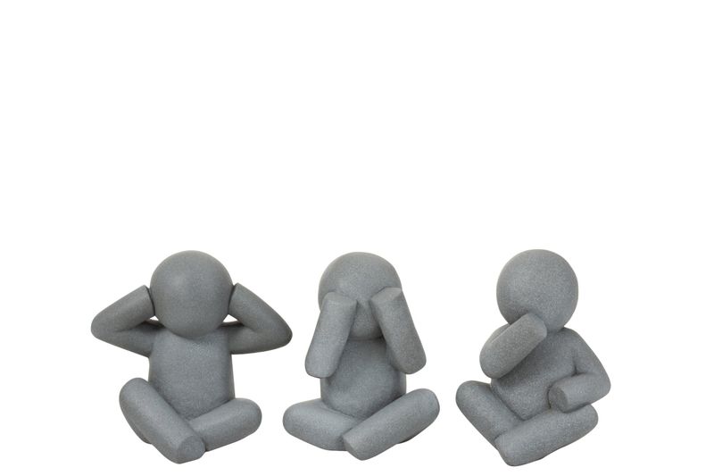P'TIT MAURICE HOREN/ZIEN/ZWIJGEN MAGNESIUM GRIJS SMALL ASSORTIMENT VAN 3