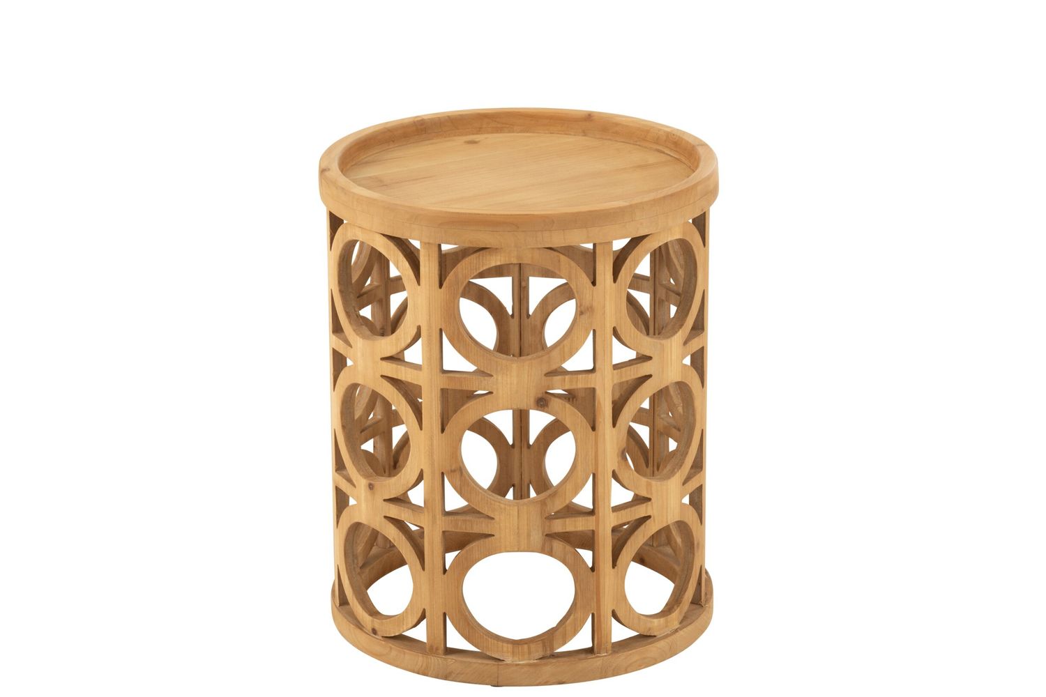 Bijzettafel Gekerfd Sparhout/Mdf Naturel H 49 x B 40 x L 40 cm (50830)