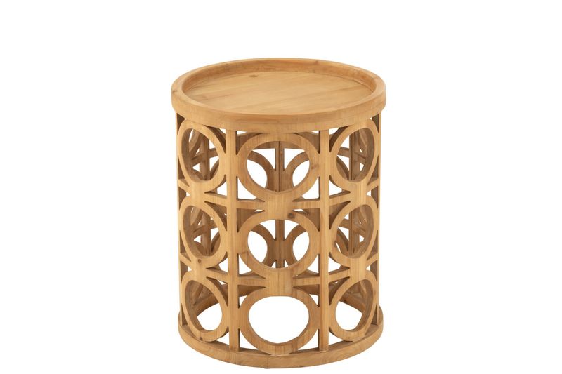 Bijzettafel Gekerfd Sparhout/Mdf Naturel H 49 x B 40 x L 40 cm (50830)