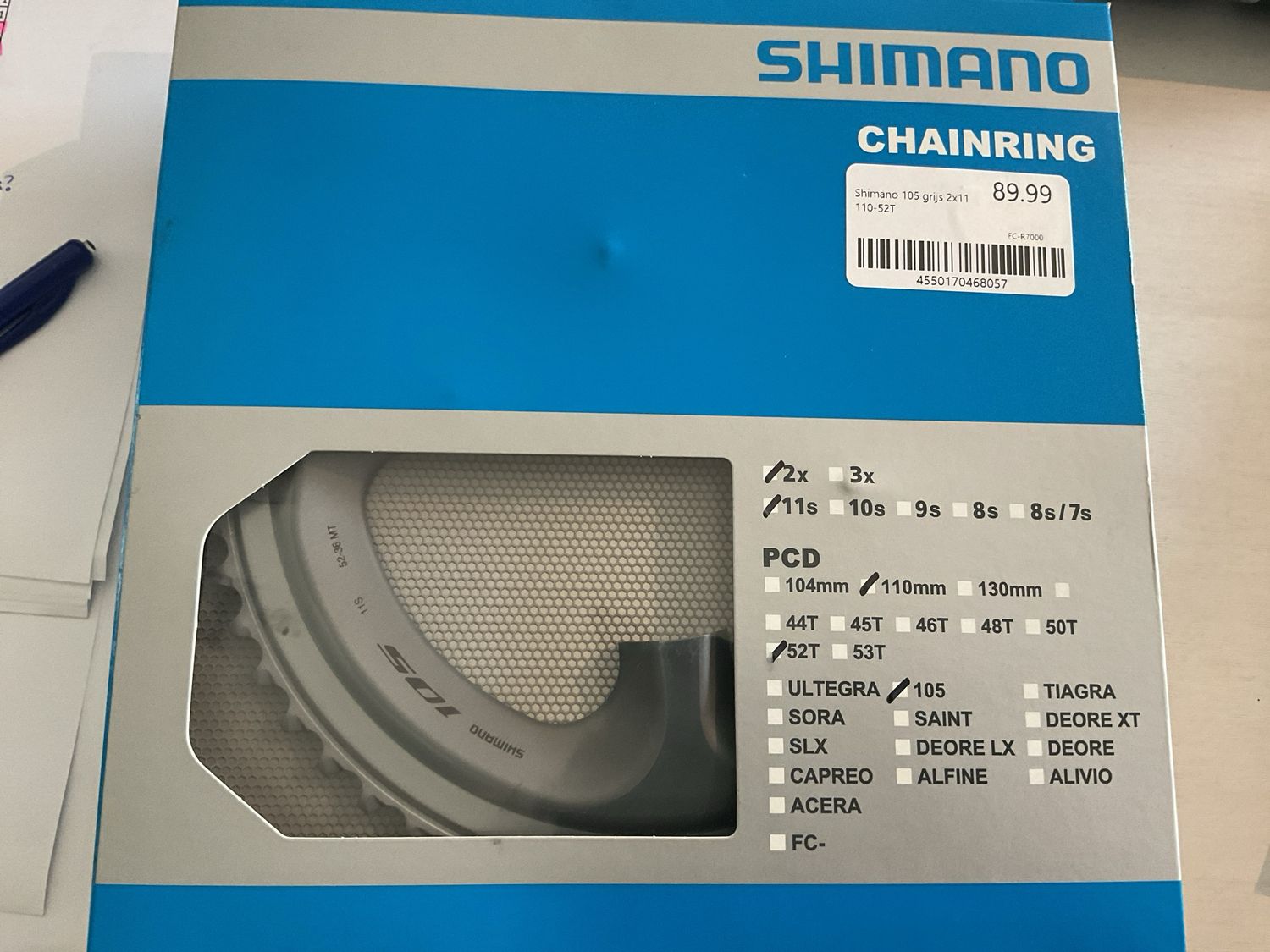 Shimano 105 grijs 2x11 110-52T